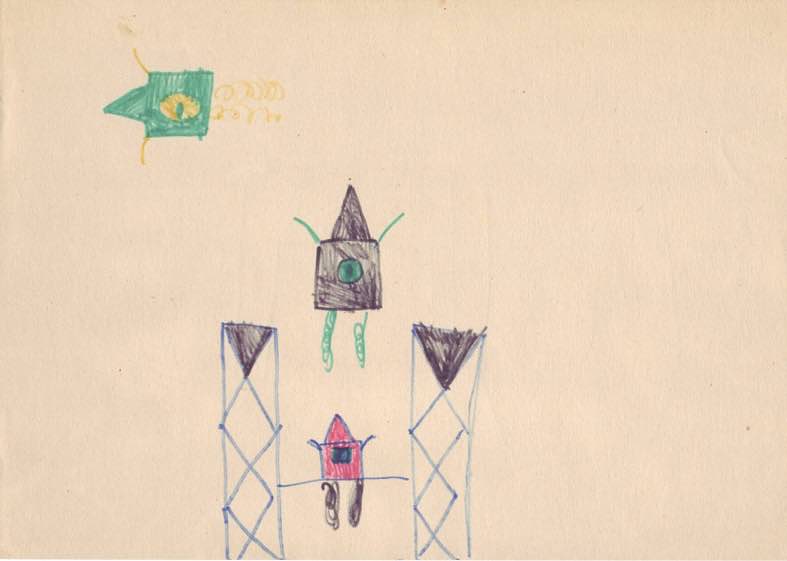 Expression stéréoptique (dessin de maternelle, 1976-1978).