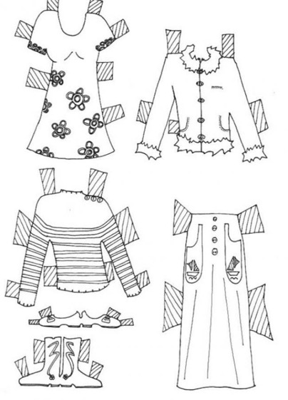 Jeux d'habillage à découper et à colorier.