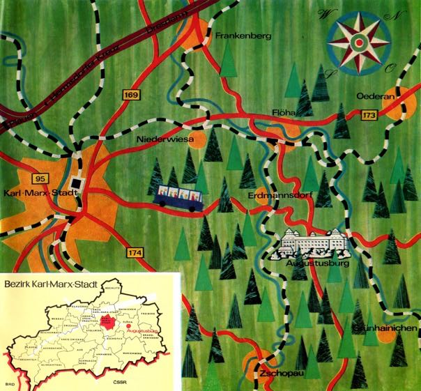 Voies d'accès au château de chasse d'Augustusburg, Saxe.