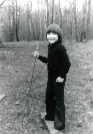 Promenade familiale en forêt, à Frankenberg (Saxe), 1979.