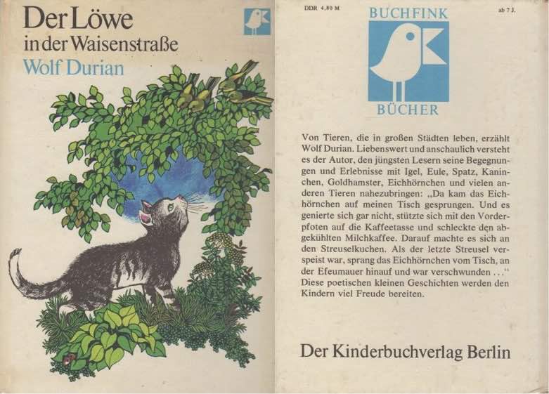 Le Lion de la rue des orphelins, Buchfink Bücher, Der Kinderbuchverlag, Berlin 1979.