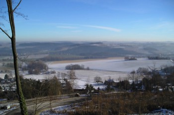 Retour vers l'enfance: vue sur la plaine depuis le château de chasse d'Augustusburg, Saxe.